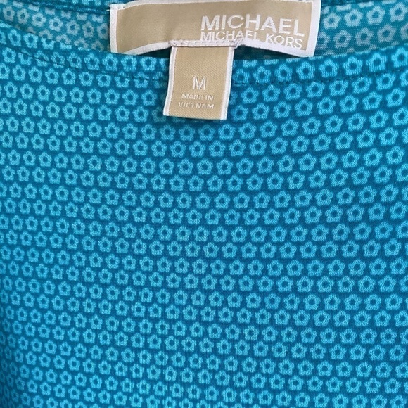 Michael Kors Dress Medium blue Floral Cold Shoulder Mini Shift EUC beautiful!!! - Picture 10 of 13
